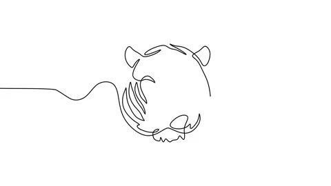 Continuous one line animation of Tiger head isolated white background. Stock Footage 227562079