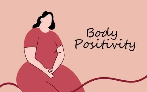 Continuous one line art body positivity Obesity, eating disorders, mental h.. Stock Illustration