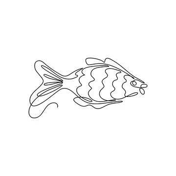 Continuous one line art drawing fish Stock Illustration