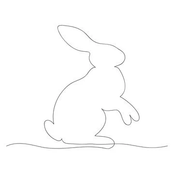 Continuous one line art Easter bunny Illustrazione stock