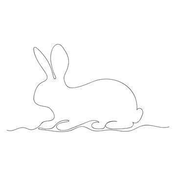 Continuous one line art Easter bunny Stock Illustration