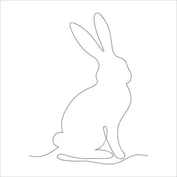 Continuous one line art Easter bunny Stock Illustration