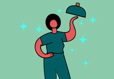 Continuous one line body positive people cooking Stock Illustration