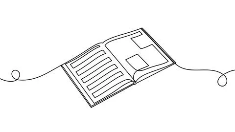 Continuous one line book drawing art paper stack pen vector document. Book art Stockillustratie