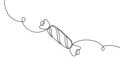 Continuous one line candy drawing art cane shop cotton peppermint. Candy line Stock Illustration