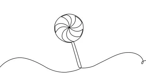Continuous one line candy drawing art cane shop cotton peppermint. Candy line Stock Illustration