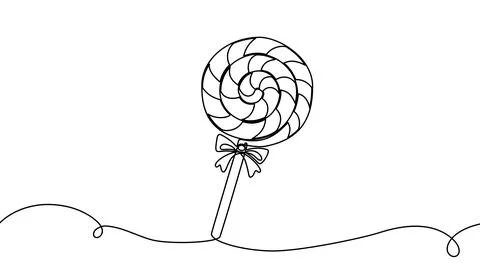 Continuous one line candy drawing art cane shop cotton peppermint. Candy line Stock Illustration