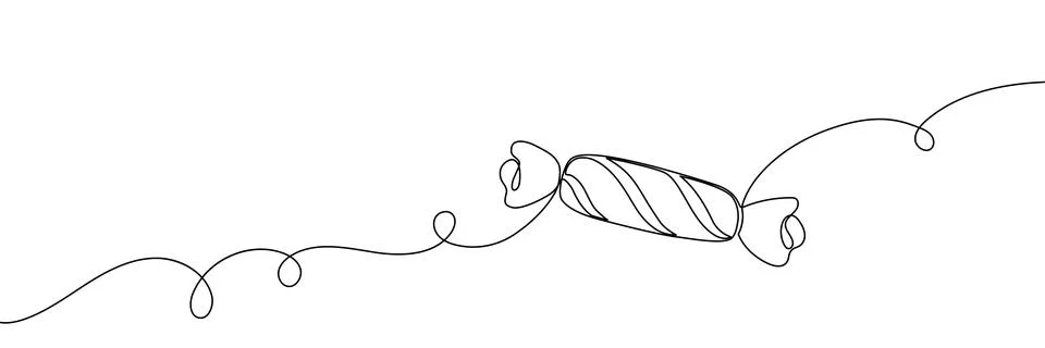 Continuous one line candy drawing art cane shop cotton peppermint. Candy line Stock Illustration