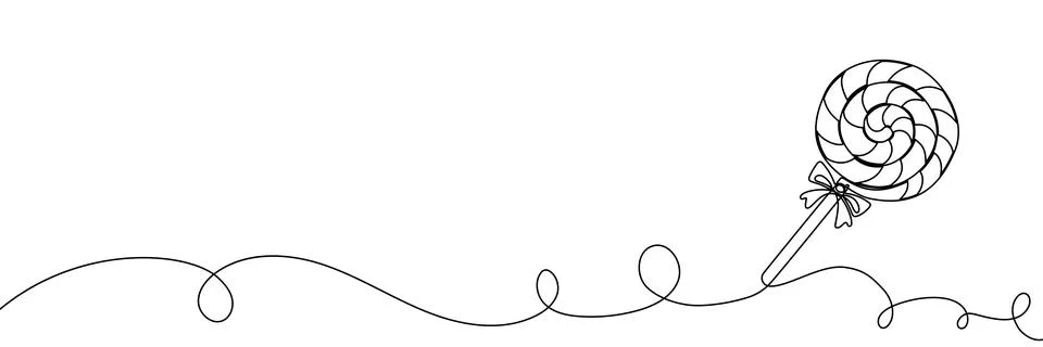 Continuous one line candy drawing art cane shop cotton peppermint. Candy line Stock Illustration