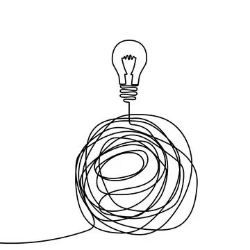 Continuous one line chaos problem scribble simple art icon knot. Chaos problem Stock Illustration