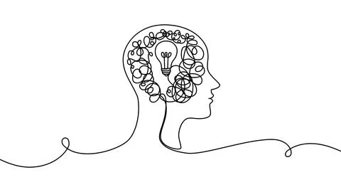 Continuous one line chaos problem scribble simple art icon knot. Chaos problem Stock Illustration