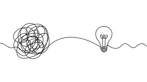 Continuous one line chaos problem scribble simple art icon knot. Chaos problem Stock Illustration