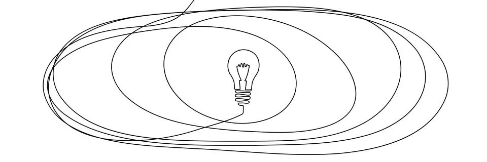Continuous one line chaos problem scribble simple art icon knot. Chaos problem Stock Illustration