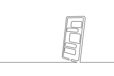Continuous one line chatbot concept. Hand drawn sketch social media message Stock-Illustration