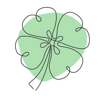 Continuous one line clover leaf four shamrock drawing background lucky flower Stock Illustration