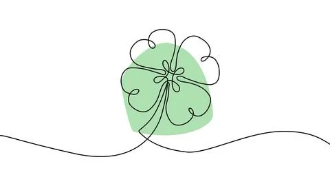 Continuous one line clover leaf four shamrock drawing background lucky flower Stock Illustration
