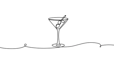 Continuous one line cocktail drawing vector illustration design art isolated Stock Illustration
