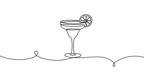 Continuous one line cocktail drawing vector illustration design art isolated Stock Illustration