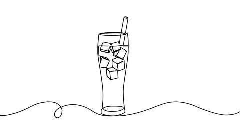 Continuous one line cocktail drawing vector illustration design art isolated Stock Illustration