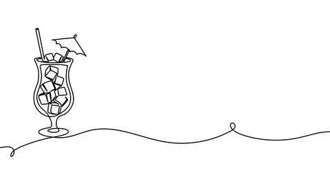 Continuous one line cocktail drawing vector illustration design art isolated Stock Illustration