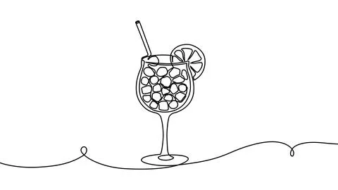 Continuous one line cocktail drawing vector illustration design art isolated Stock Illustration