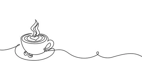 Continuous one line coffee vector design art illustration cup drawing isolated Stock-Illustration