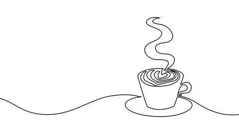 Continuous one line coffee vector design art illustration cup drawing isolated Stock Illustration