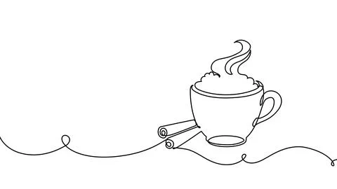 Continuous one line coffee vector design art illustration cup drawing isolated Stock-Illustration