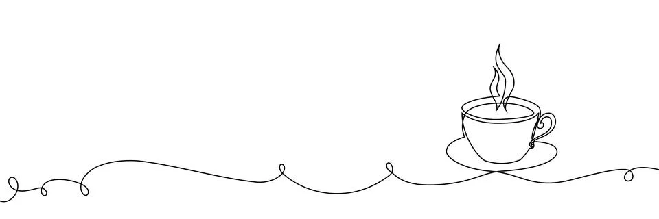 Continuous one line coffee vector design art illustration cup drawing isolated Stock Illustration