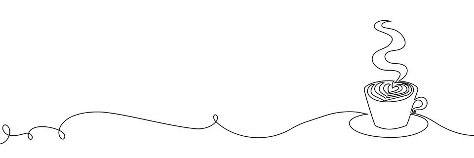 Continuous one line coffee vector design art illustration cup drawing isolated Stock Illustration