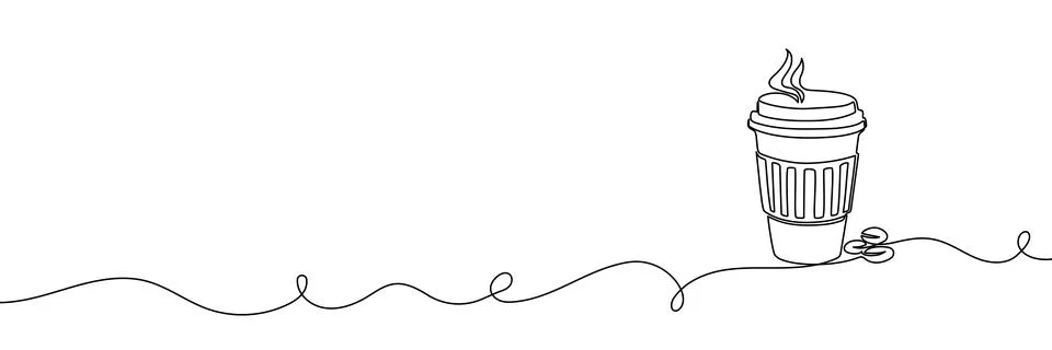Continuous one line coffee vector design art illustration cup drawing isolated Stock Illustration