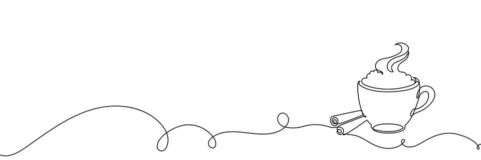 Continuous one line coffee vector design art illustration cup drawing isolated Stock Illustration