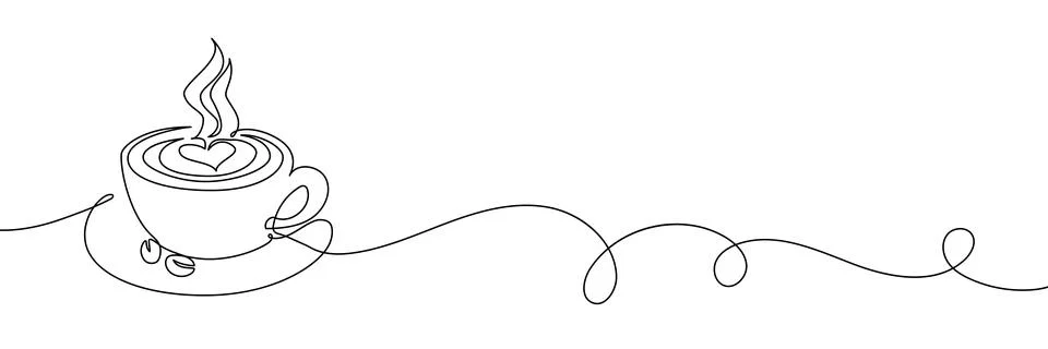 Continuous one line coffee vector design art illustration cup drawing isolated Stock Illustration