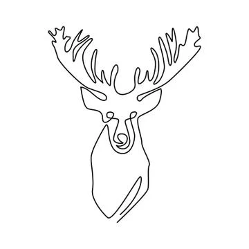 Continuous one line drawing abstract deer head. Modern one line animal Stock Illustration