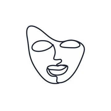 Continuous one line drawing of abstract face minimalism Stock Illustration