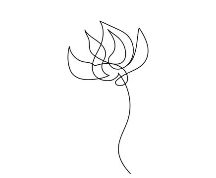 Continuous one line drawing of an abstract flower. Line art. Concept of natur Stock Illustration