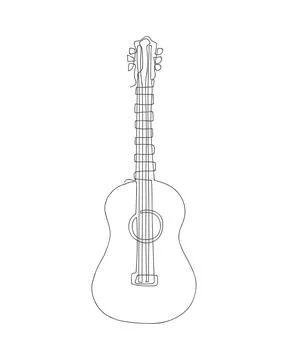 Continuous one line drawing of acoustic guitar Stock Illustration