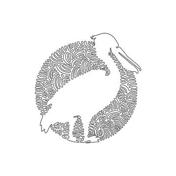 Continuous one line drawing of adorable standing pelican Stock Illustration