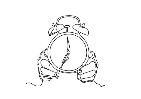 Continuous one line drawing of alarm clock Stock Illustration