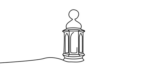 Continuous one line drawing animation of ramadan mubarak greeting card with.. Stock Footage 325561254