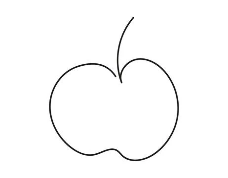 Continuous one line drawing of an apple. Whole fruit. Healthy dessert. Line.. Stock Illustration