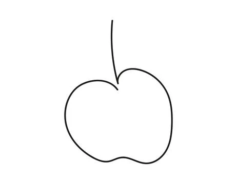 Continuous one line drawing of an apple. Whole fruit. Healthy dessert. Line art Stock Illustration