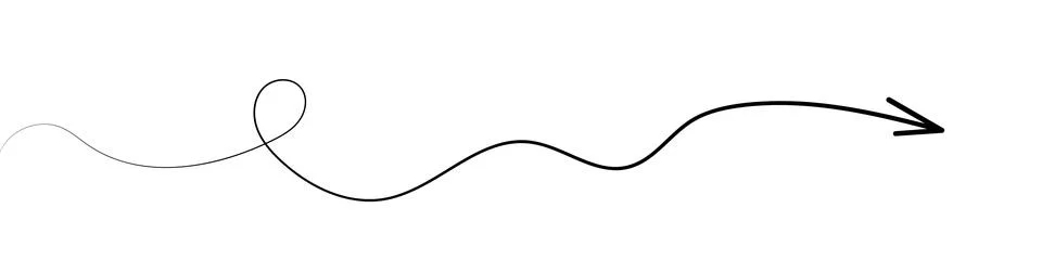 Continuous one line drawing. Arrow symbol icon in simple linear doodle style Stock Illustration