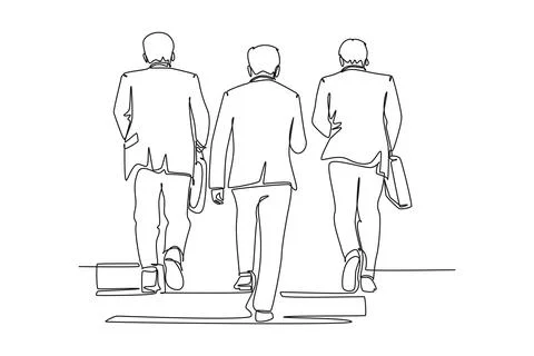 Continuous one line drawing back view of male businessmen discussing work w.. Stock Illustration