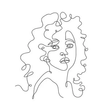 Continuous one line drawing of a beautiful girl Illustrazione stock