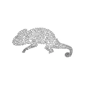 Continuous one line drawing of beautiful reptile curve abstract art. Stock Illustration