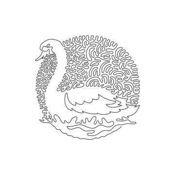 Continuous one line drawing of beautiful long neck swan Illustrazione stock