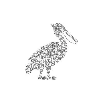 Continuous one line drawing of beautiful standing pelican Stock Illustration
