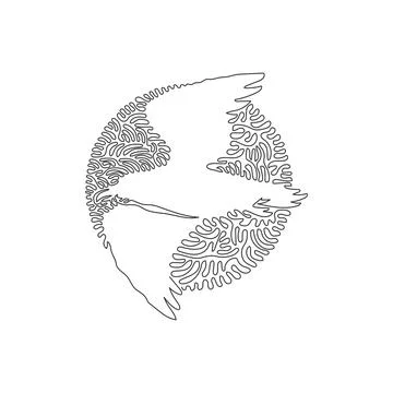 Continuous one line drawing of beautiful flying seagull Illustrazione stock
