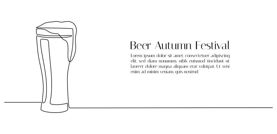 Continuous one line drawing of beer glass with foam. Craft barley alcohol drink Stock Illustration